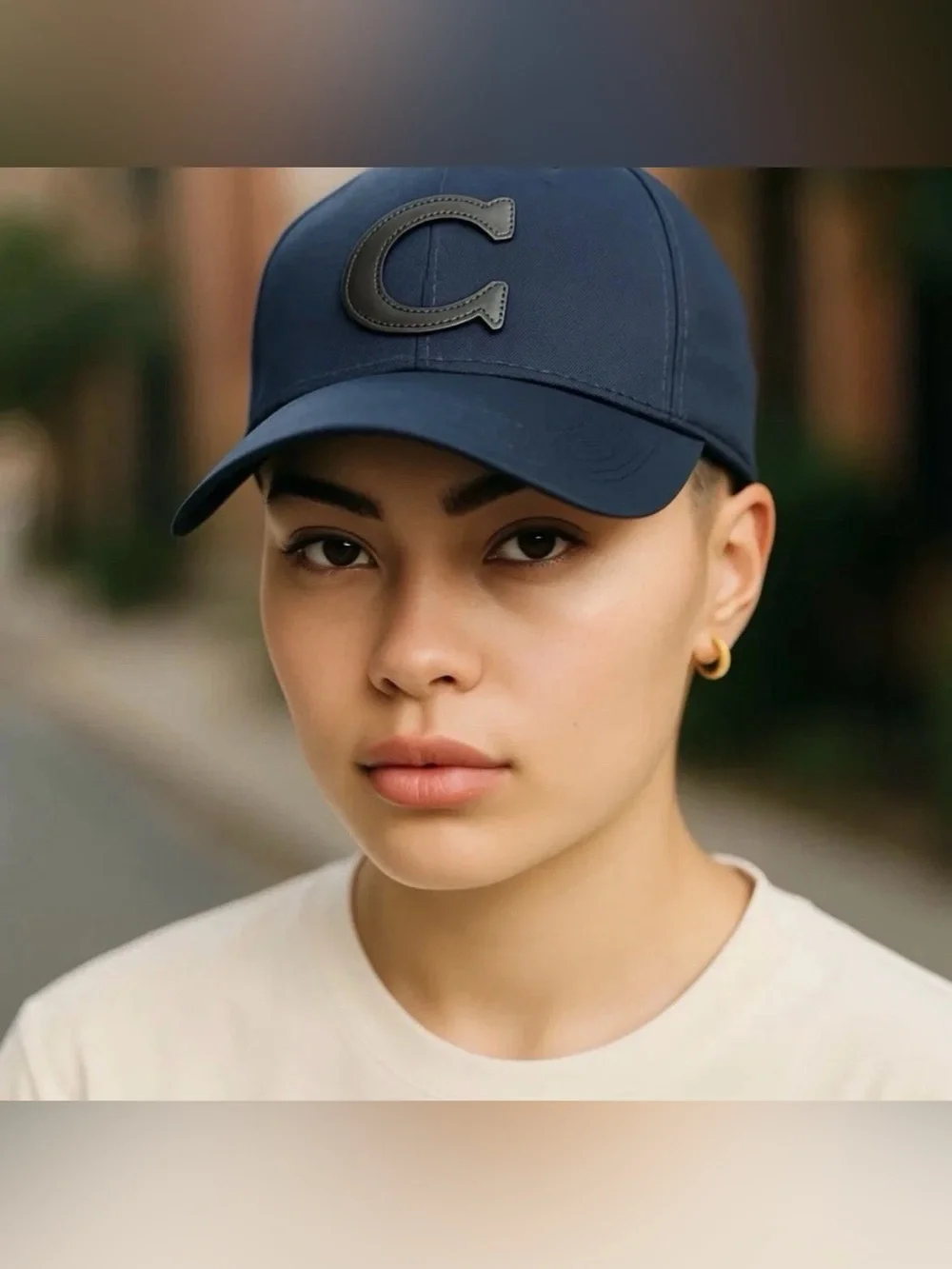 Coach Navy Baseball Cap with Embossed C Logo